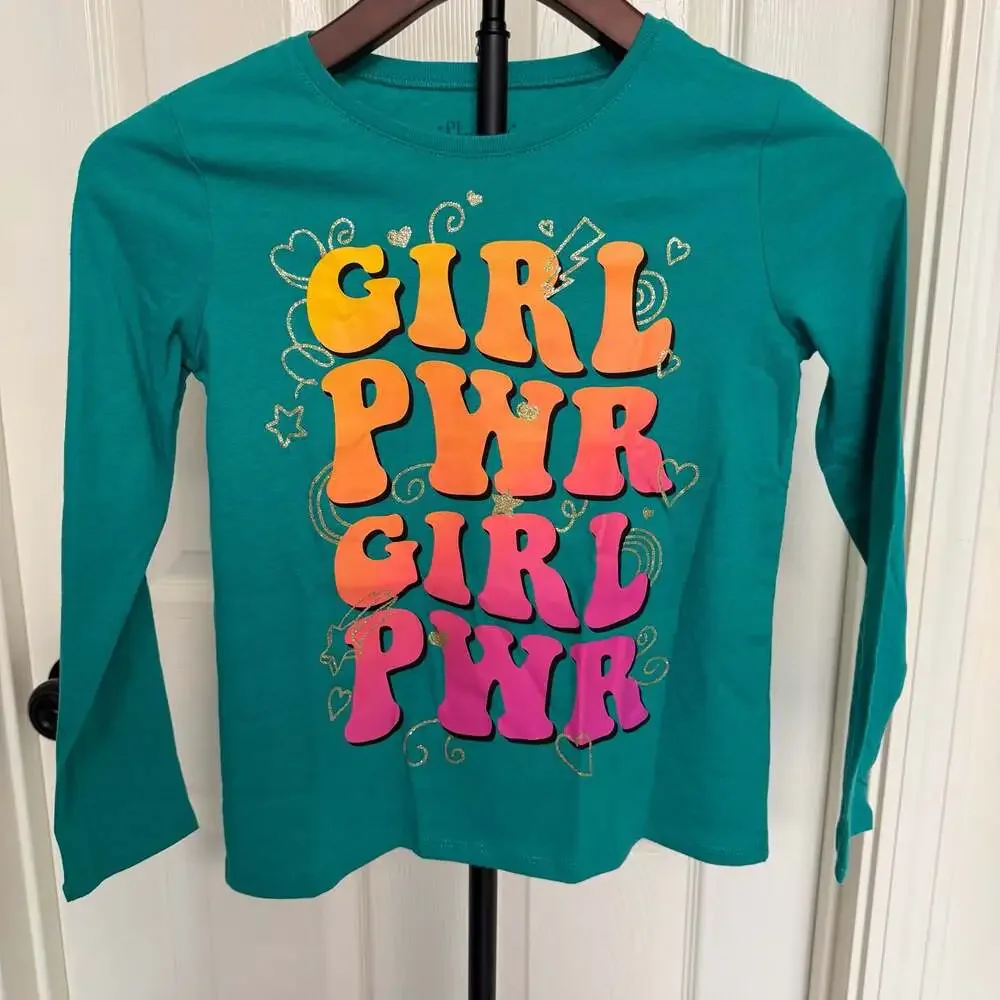 The Children's Place Girls' Long Sleeve  T-Shirt Set (Cat & Girl Pwr) qty 2 0083